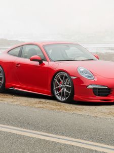 Preview wallpaper porsche, 911, carrera 4s, red, side view