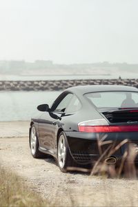 Preview wallpaper porsche 911 carrera 4s, porsche, car, sportscar, black, rear view, promenade