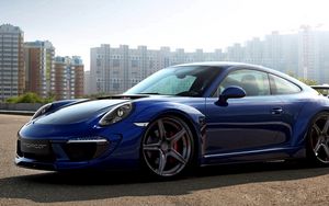 Preview wallpaper porsche 911, carrera, blue, side view