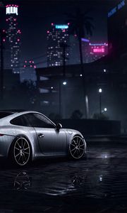 Preview wallpaper porsche 911 carrera s, porsche, sportscar, gray, wet, side view, night