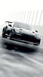 Preview wallpaper porsche 911 gt2 rs, porsche 911, porsche, sports car, racing, fog