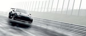 Preview wallpaper porsche 911 gt2 rs, porsche 911, porsche, sports car, racing, fog