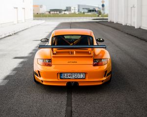 Preview wallpaper porsche 911 gt3 rs, porsche, car, orange, back view