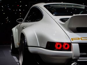 Preview wallpaper porsche 911, porsche, car, white, sportscar, rear view