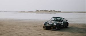 Preview wallpaper porsche 911, porsche, car, sportscar, black, beach