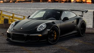 Preview wallpaper porsche 911, porsche, car, sportscar, black, side view