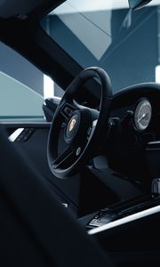 Preview wallpaper porsche 911, porsche, car, steering wheel, interior