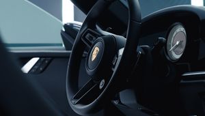 Preview wallpaper porsche 911, porsche, car, steering wheel, interior