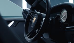 Preview wallpaper porsche 911, porsche, car, steering wheel, interior