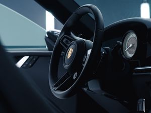 Preview wallpaper porsche 911, porsche, car, steering wheel, interior