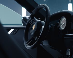 Preview wallpaper porsche 911, porsche, car, steering wheel, interior