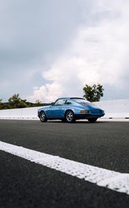 Preview wallpaper porsche 911, porsche, car, side view, road, blue