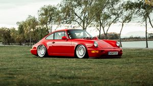 Preview wallpaper porsche 911, porsche, car, sports car, red, side view