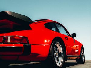 Preview wallpaper porsche 911, porsche, car, red, road, back view