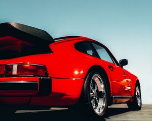 Preview wallpaper porsche 911, porsche, car, red, road, back view