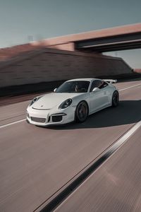 Preview wallpaper porsche 911, porsche, car, white, speed, road