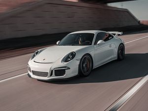 Preview wallpaper porsche 911, porsche, car, white, speed, road