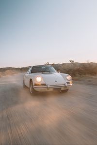 Preview wallpaper porsche 911, porsche, car, white, retro, speed, road