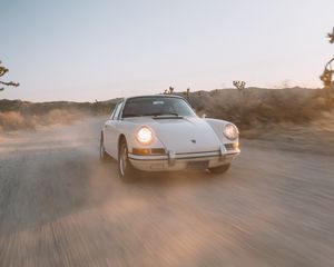 Preview wallpaper porsche 911, porsche, car, white, retro, speed, road