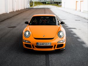 Preview wallpaper porsche 911, porsche, car, orange, road