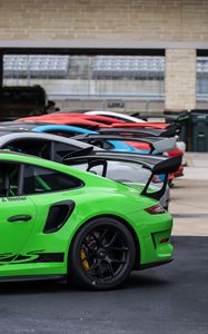 Preview wallpaper porsche 911, porsche, cars, sports cars, back view, colorful