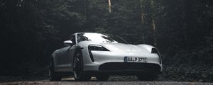 Preview wallpaper porsche 911, porsche, side view, gray, forest