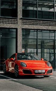 Preview wallpaper porsche 911, porsche, sportscar, red, front view, car