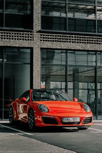 Preview wallpaper porsche 911, porsche, sportscar, red, front view, car