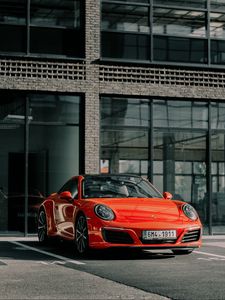 Preview wallpaper porsche 911, porsche, sportscar, red, front view, car