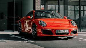 Preview wallpaper porsche 911, porsche, sportscar, red, front view, car