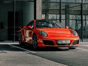 Preview wallpaper porsche 911, porsche, sportscar, red, front view, car