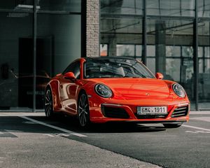 Preview wallpaper porsche 911, porsche, sportscar, red, front view, car