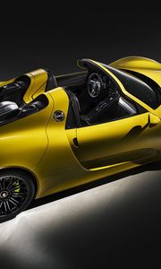 Preview wallpaper porsche, 918, yellow, spyder, supercar