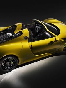 Preview wallpaper porsche, 918, yellow, spyder, supercar