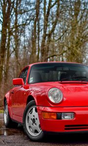 Preview wallpaper porsche 964, carrera 4, red, side view