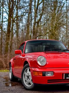 Preview wallpaper porsche 964, carrera 4, red, side view