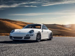 Preview wallpaper porsche 997, carrera s, white, side view