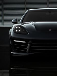 Preview wallpaper porsche, auto, black, front view