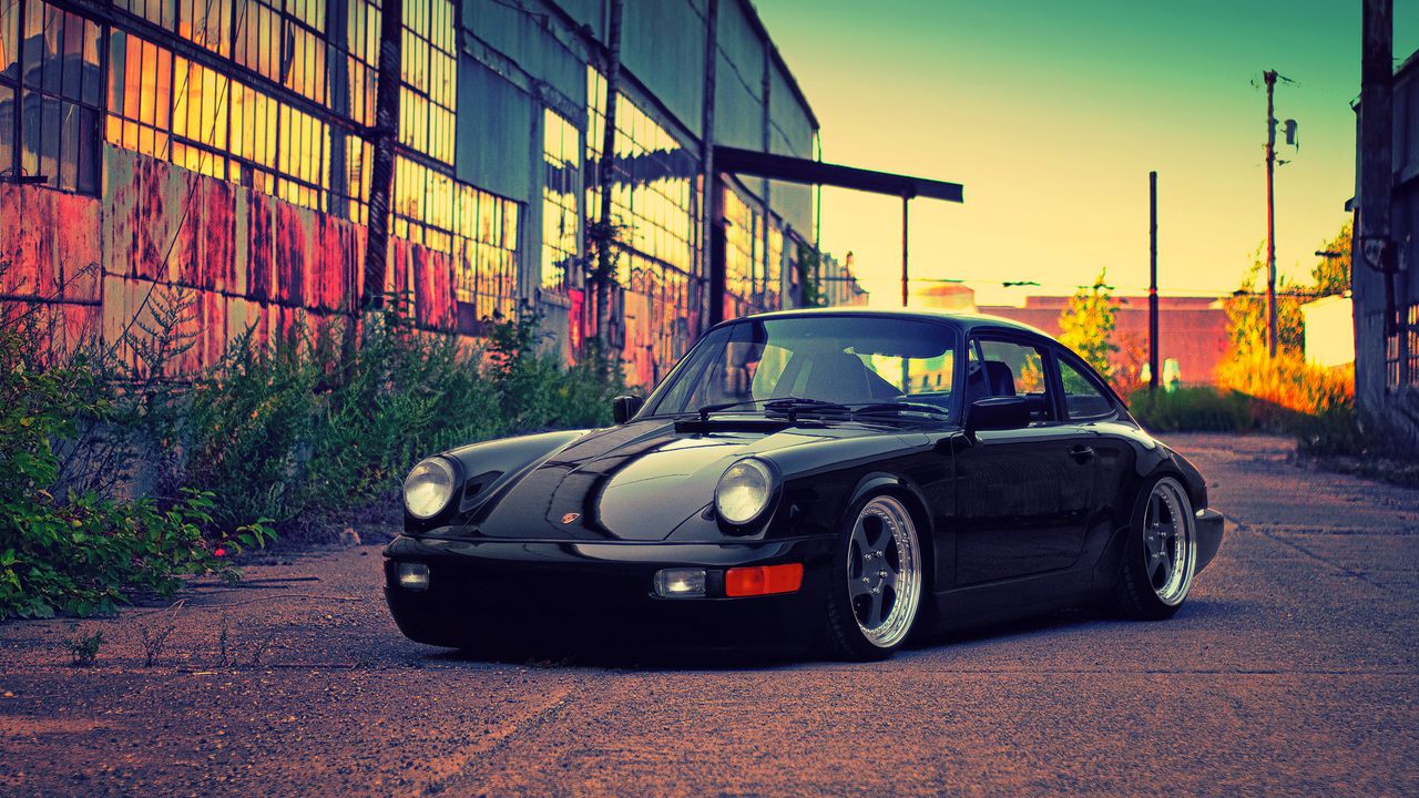 Wallpaper porsche, black, building