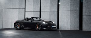 Preview wallpaper porsche, boxster, black, side view, convertible