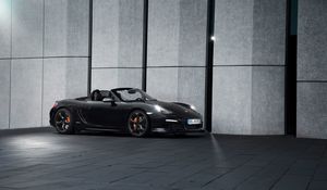 Preview wallpaper porsche, boxster, black, side view, convertible