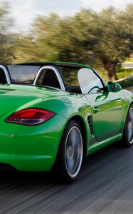 Preview wallpaper porsche, boxster s, convertible, green, rear view, speed