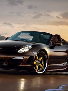 Preview wallpaper porsche, boxster, side view, black