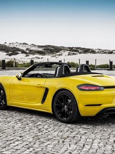 Preview wallpaper porsche, boxster, yellow, convertible