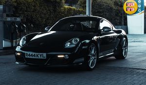 Preview wallpaper porsche, car, black, gas station