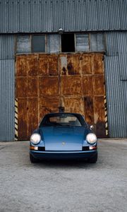 Preview wallpaper porsche, car, front view, blue