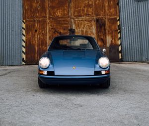 Preview wallpaper porsche, car, front view, blue