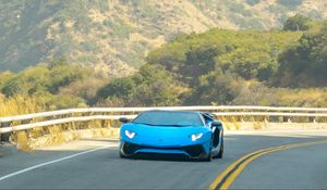 Preview wallpaper porsche, car, front view, blue, road