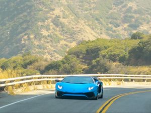 Preview wallpaper porsche, car, front view, blue, road