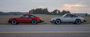 Preview wallpaper porsche, car, gray, road, twilight